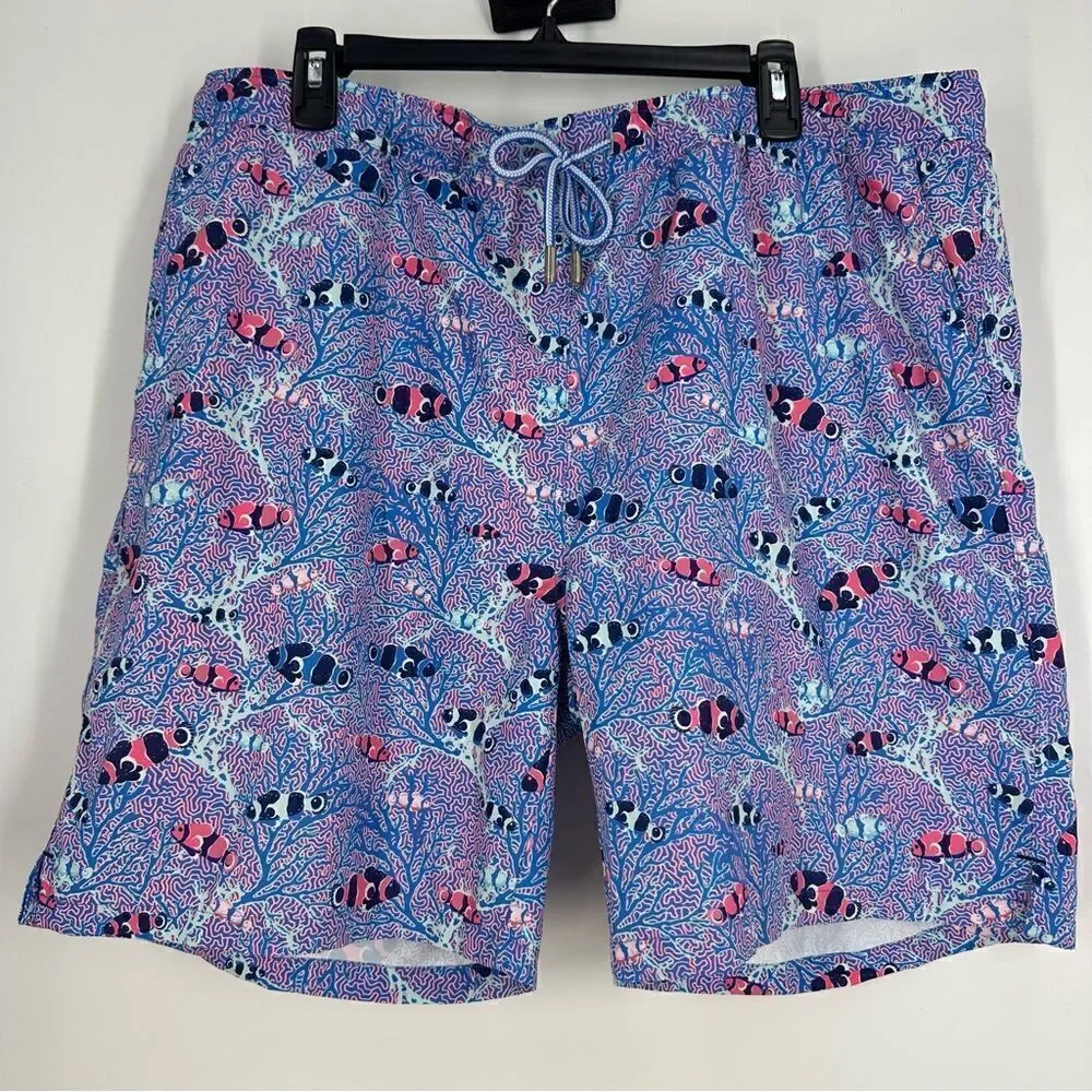 PETER MILLAR Men’s Colorful Clownfish Printed Swim Trunks Sz XL